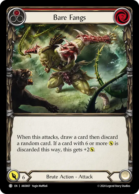 Bare Fangs (Red) — Armory Deck: Kayo Flesh and Blood card by Yugin Maffioli