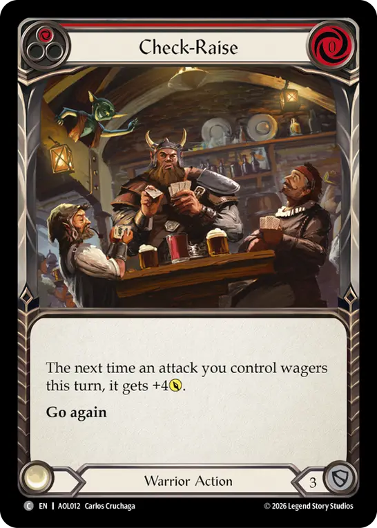 Check-Raise — Blitz Deck: Tales of Aria - Oldhim Flesh and Blood card by Carlos Cruchaga
