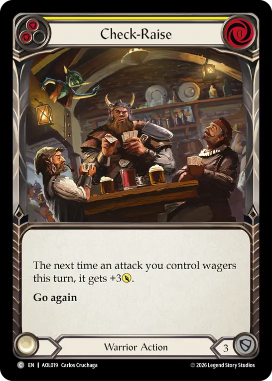 Check-Raise — Blitz Deck: Tales of Aria - Oldhim Flesh and Blood card by Carlos Cruchaga