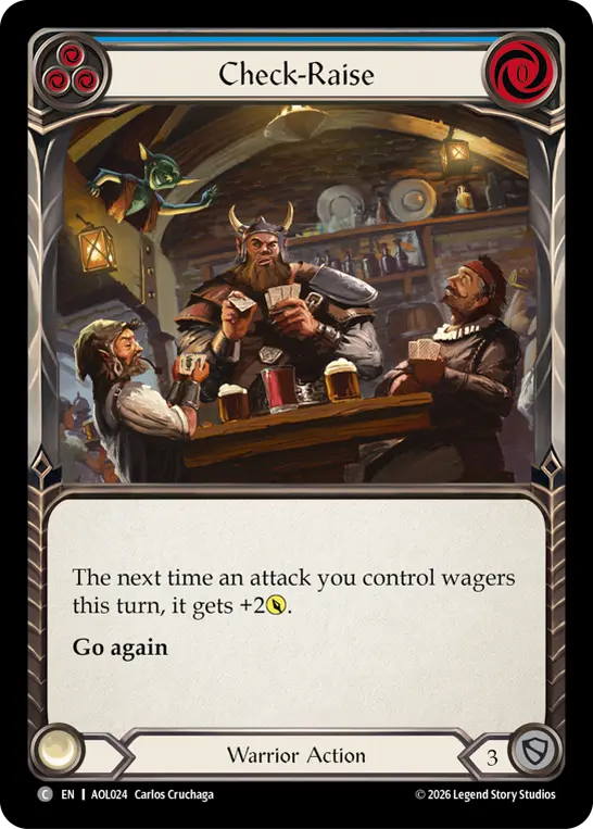 Check-Raise — Blitz Deck: Tales of Aria - Oldhim Flesh and Blood card by Carlos Cruchaga