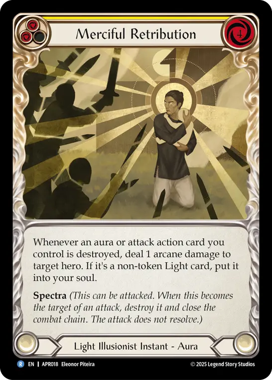 Merciful Retribution — Armory Deck: Legends Prism Flesh and Blood card by Eleonor Piteira