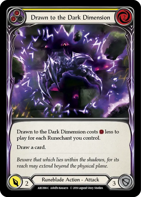 Drawn to the Dark Dimension (Yellow) — Arcane Rising Flesh and Blood card by Adolfo Navarro