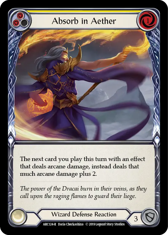 Absorb in Aether (Yellow) — Arcane Rising Flesh and Blood card by Daria Cherkashina