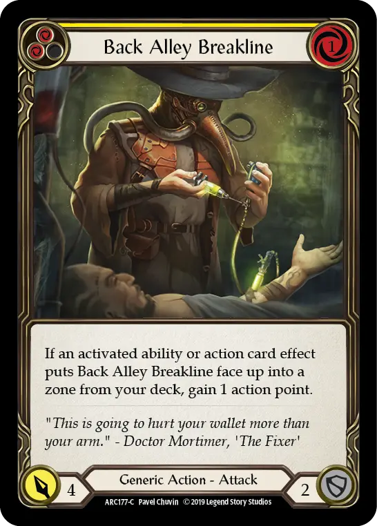 Back Alley Breakline (Yellow) — Arcane Rising Flesh and Blood card by Pavel Chuvin
