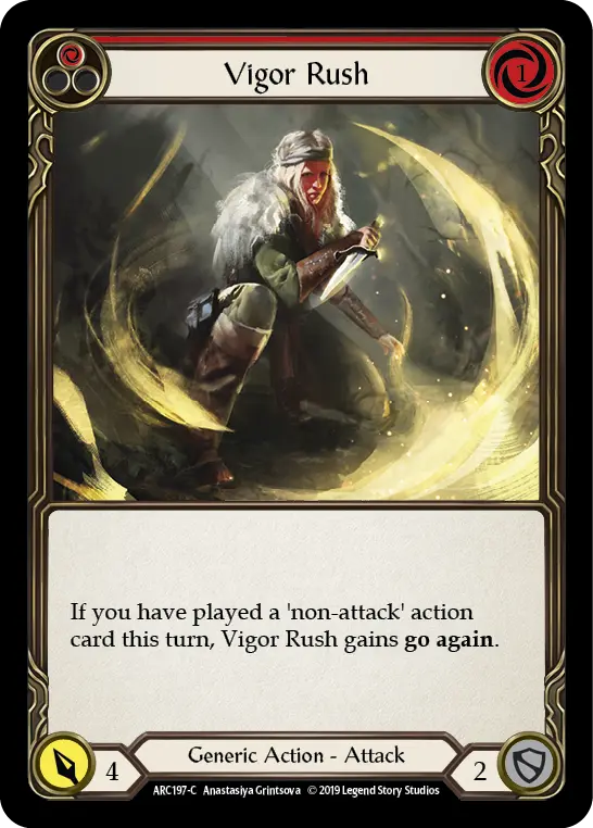 Vigor Rush (Red) — Arcane Rising Flesh and Blood card by Anastasiya Grintsova