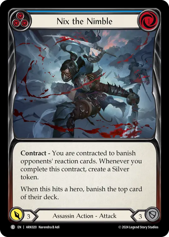 Nix the Nimble (Blue) — Blitz Deck: The Hunted - Arakni Flesh and Blood card by Narendra B Adi