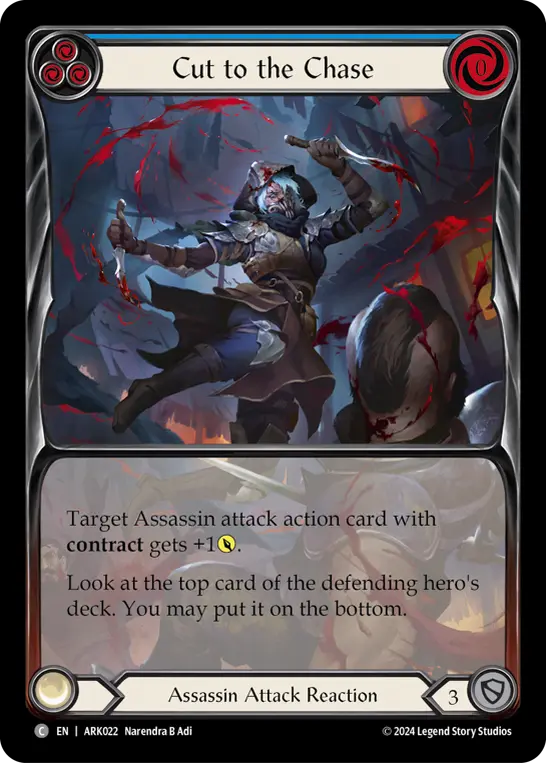 Cut to the Chase (Blue) (Extended Art) — Blitz Deck: The Hunted - Arakni Flesh and Blood card by Narendra B Adi