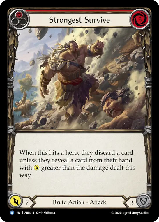 Strongest Survive — Armory Deck: Rhinar Flesh and Blood card by Kevin Sidharta