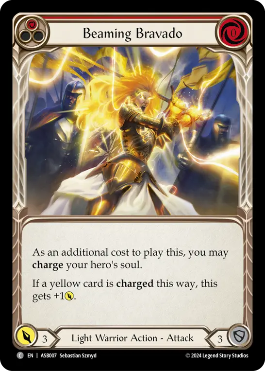 Beaming Bravado (Red) — Armory Deck: Boltyn Flesh and Blood card by Sebastian Szmyd