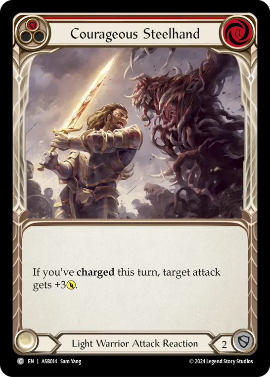 Courageous Steelhand (Red) — Armory Deck: Boltyn Flesh and Blood card by Sam Yang