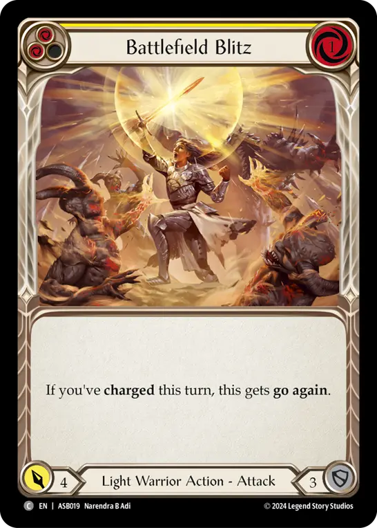 Battlefield Blitz (Yellow) — Armory Deck: Boltyn Flesh and Blood card by Narendra B Adi