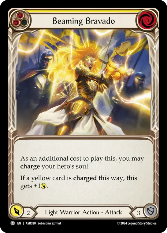 Beaming Bravado (Yellow) — Armory Deck: Boltyn Flesh and Blood card by Sebastian Szmyd