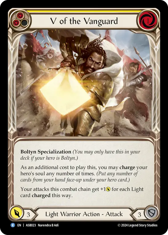 V of the Vanguard — Armory Deck: Boltyn Flesh and Blood card by Narendra B Adi