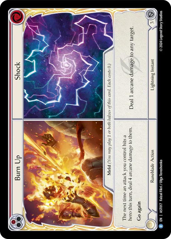 Burn Up // Shock — Armory Deck: Aurora Flesh and Blood card by Faizal Fikri / Olga Tereshenko