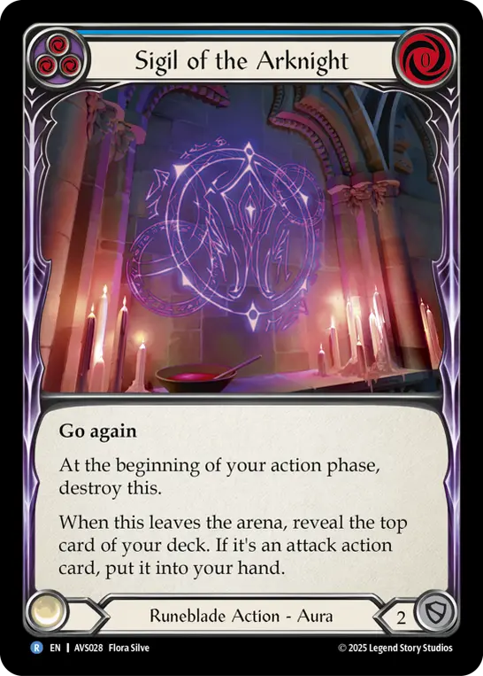 Sigil of the Arknight (Blue) — Armory Deck: Legends Viserai Flesh and Blood card by Flora Silve