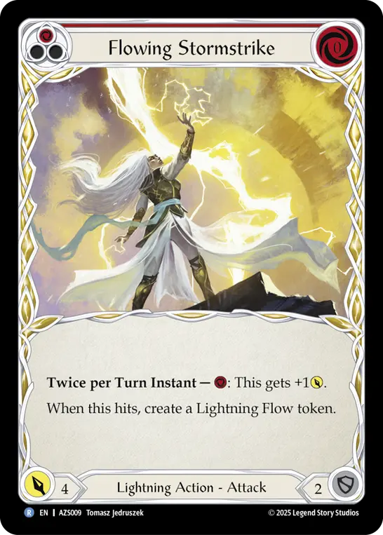 Flowing Stormstrike (Red) — Armory Deck: Zyggy Flesh and Blood card by Tomasz Jedruszek