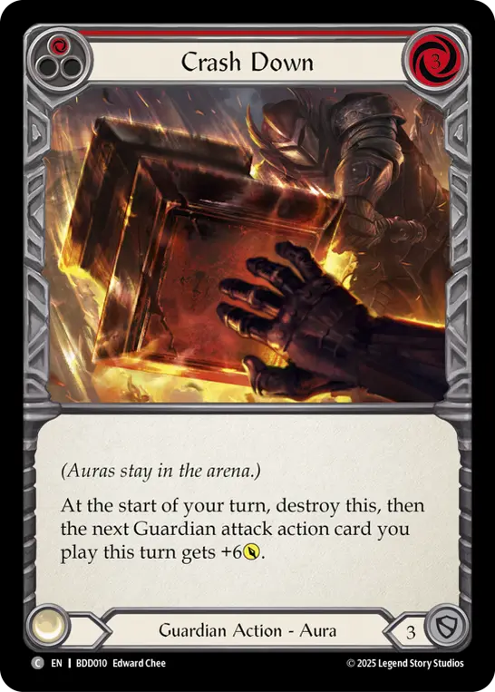Crash Down (Red) — Welcome Deck Bravo Flesh and Blood card by Edward Chee