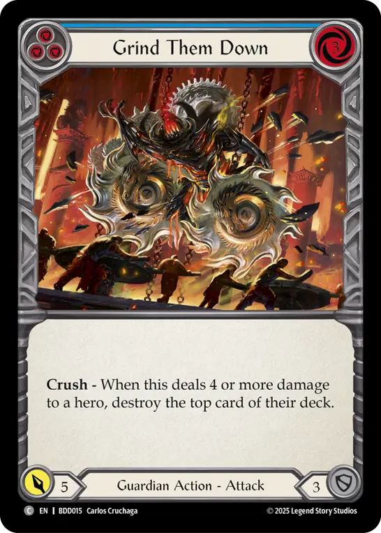Grind Them Down (Blue) — Welcome Deck Bravo Flesh and Blood card by Carlos Cruchaga