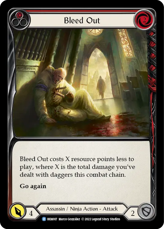Bleed Out (Red) — Blitz Deck: Outsiders - Benji Flesh and Blood card by Marco González