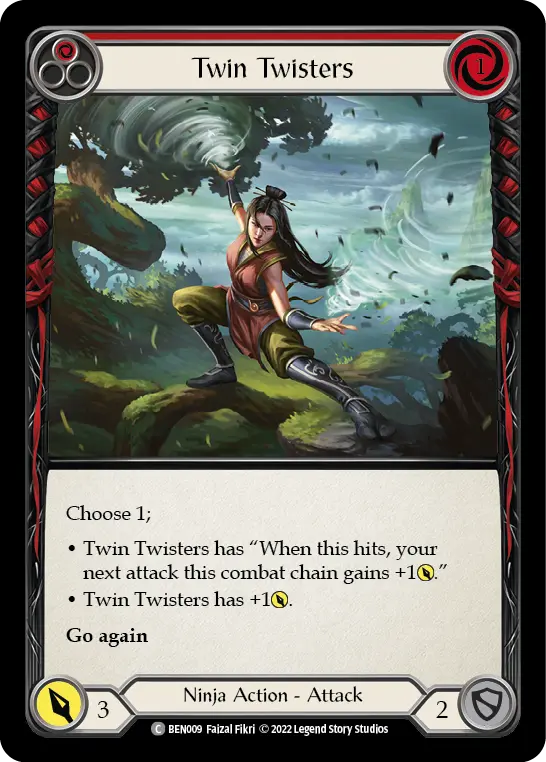Twin Twisters (Red) — Blitz Deck: Outsiders - Benji Flesh and Blood card by Faizal Fikri