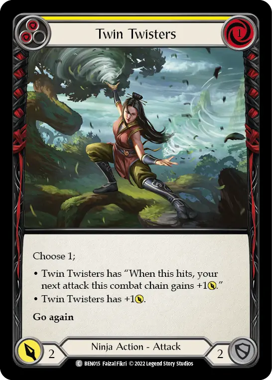 Twin Twisters (Yellow) — Blitz Deck: Outsiders - Benji Flesh and Blood card by Faizal Fikri