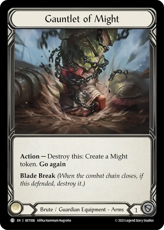 Gauntlet of Might — Blitz Deck: Heavy Hitters - Betsy Flesh and Blood card by Alfika Hammam Nugroho