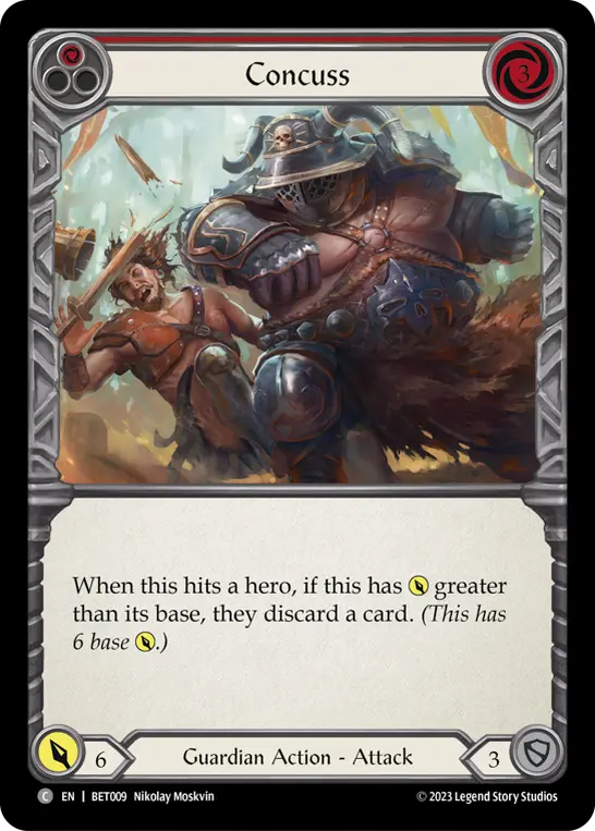 Concuss (Red) — Blitz Deck: Heavy Hitters - Betsy Flesh and Blood card by Nikolay Moskvin