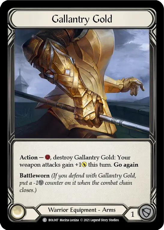Gallantry Gold — Blitz Deck: Monarch - Boltyn Flesh and Blood card by Marina Lunina