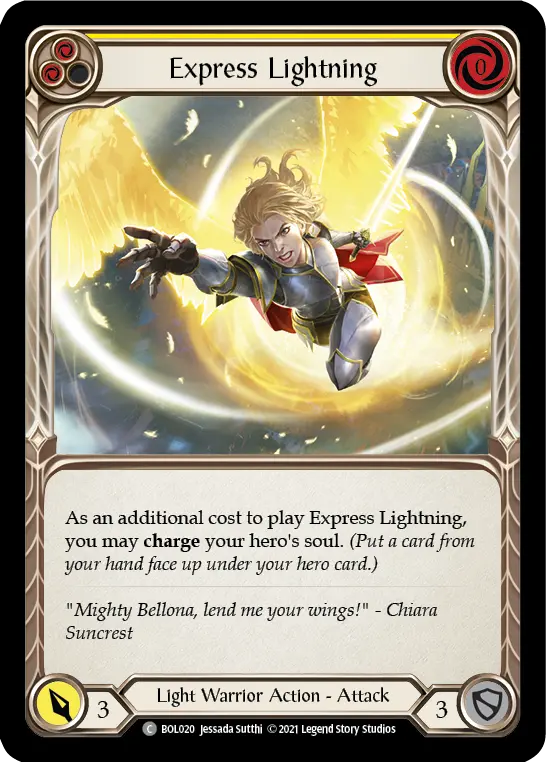 Express Lightning (Yellow) — Blitz Deck: Monarch - Boltyn Flesh and Blood card by Jensada Sutthi