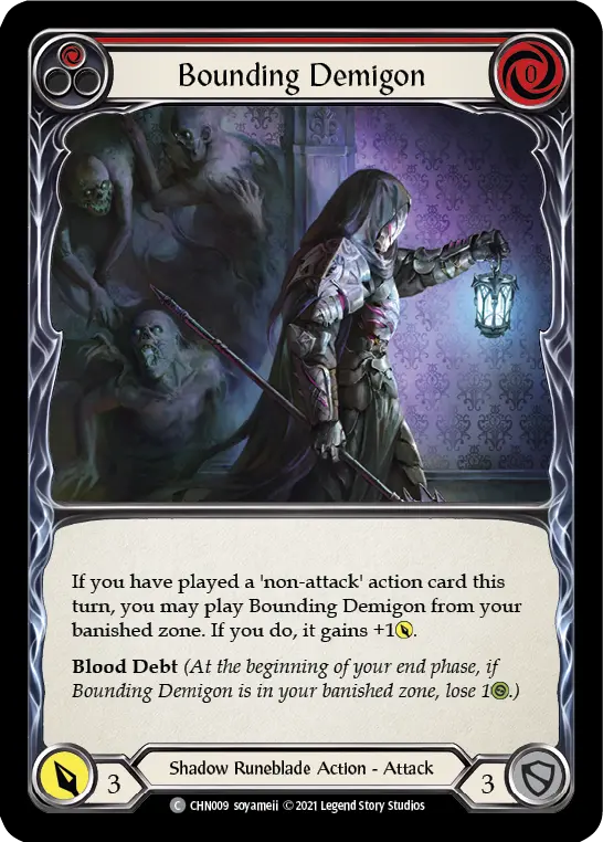 Bounding Demigon (Red) — Blitz Deck: Monarch - Chane Flesh and Blood card by soyameii