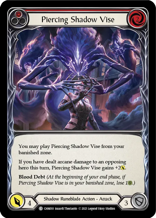 Piercing Shadow Vise (Red) — Blitz Deck: Monarch - Chane Flesh and Blood card by Sjors van der Meer
