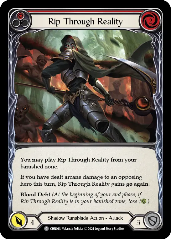 Rip Through Reality (Red) — Blitz Deck: Monarch - Chane Flesh and Blood card by Yolanda Felicia
