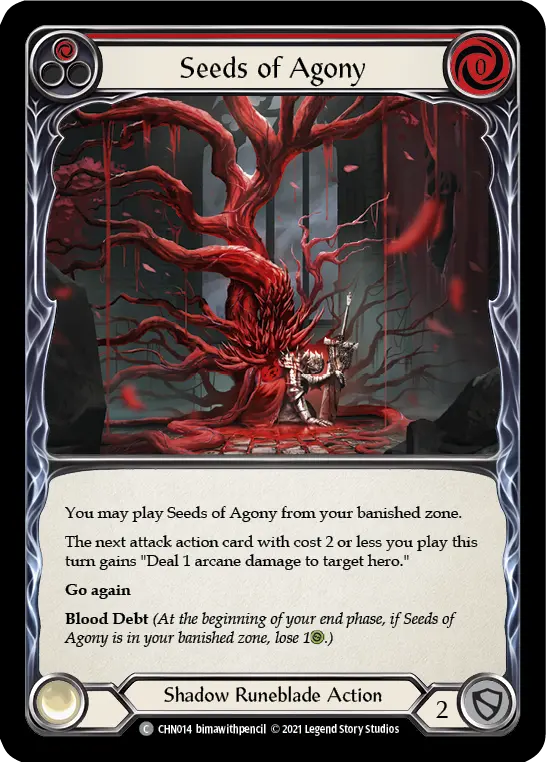 Seeds of Agony (Red) — Blitz Deck: Monarch - Chane Flesh and Blood card by bimawithpencil