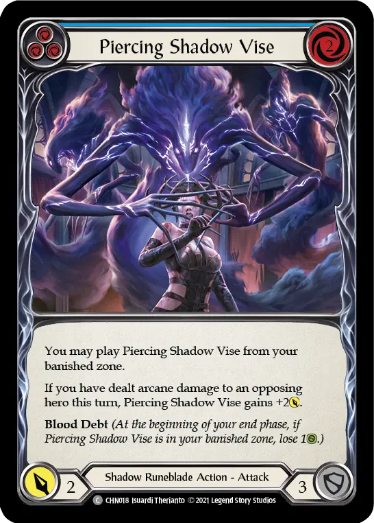 Piercing Shadow Vise (Blue) — Blitz Deck: Monarch - Chane Flesh and Blood card by Isuardi Therianto