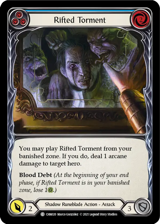 Rifted Torment (Blue) — Blitz Deck: Monarch - Chane Flesh and Blood card by Marco González