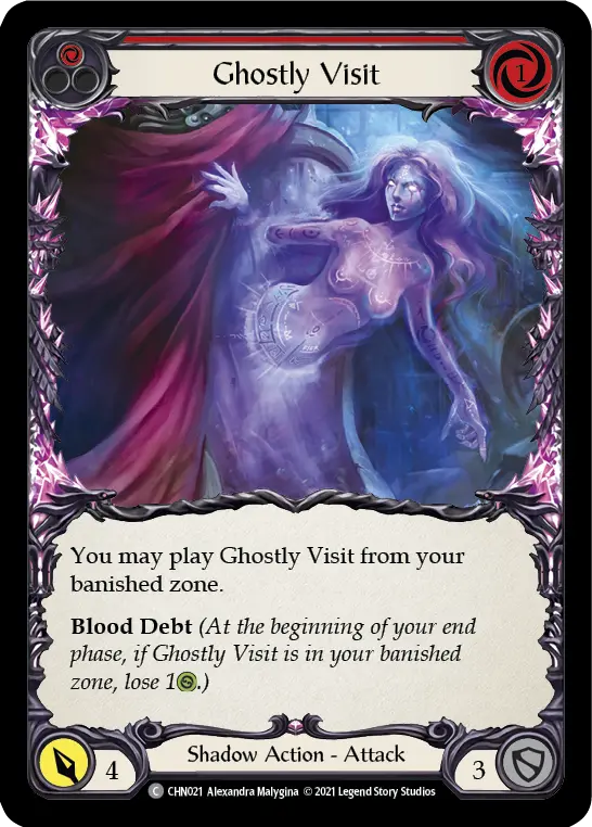 Ghostly Visit (Red) — Blitz Deck: Monarch - Chane Flesh and Blood card by Alexandra Malygina