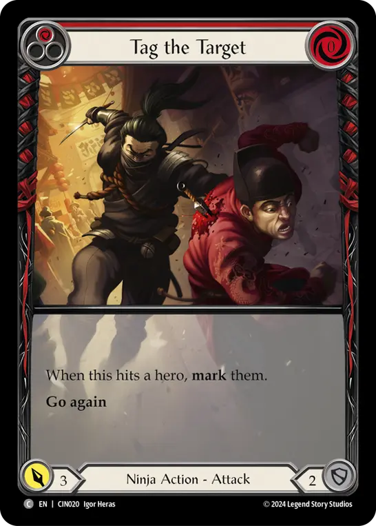 Tag the Target (Red) (Extended Art) — Blitz Deck: The Hunted - Cindra Flesh and Blood card by Igor Heras