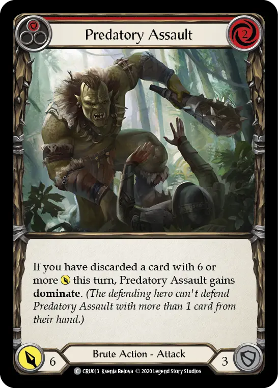 Predatory Assault (Red) — Crucible of War Flesh and Blood card by Ksenia Belova
