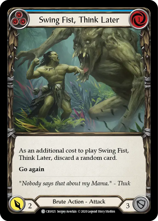 Swing Fist, Think Later (Blue) — Crucible of War Flesh and Blood card by Sergey Averkin