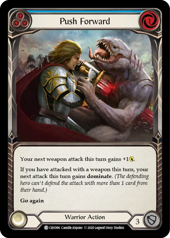 Push Forward (Blue) — Crucible of War Flesh and Blood card by Camille Alquier