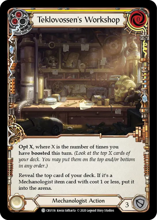 Teklovossen's Workshop (Yellow) — Crucible of War Flesh and Blood card by Kevin Sidharta
