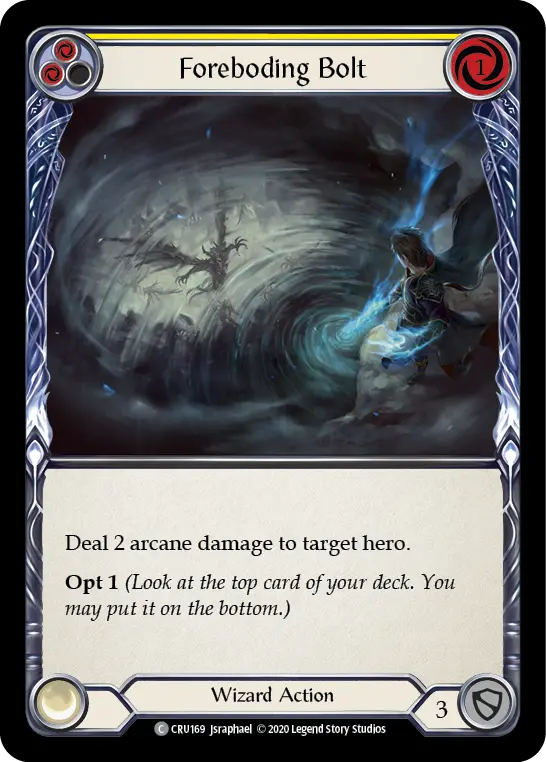 Foreboding Bolt (Yellow) — Crucible of War Flesh and Blood card by Jsraphael