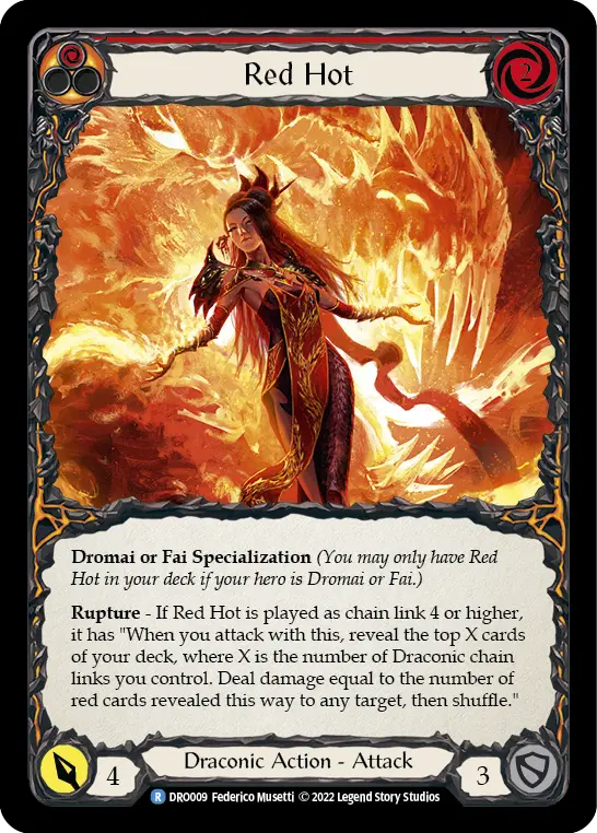 Red Hot — Blitz Deck: Uprising - Dromai Flesh and Blood card by Federico Musetti