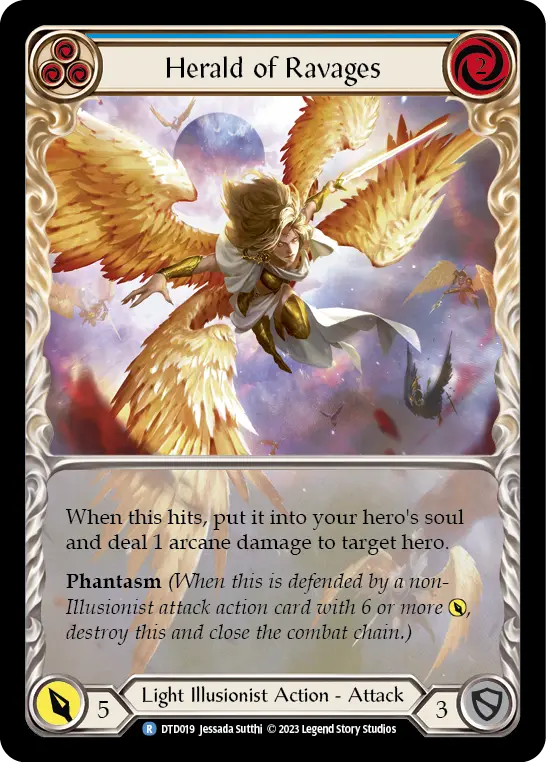 Herald of Ravages (Blue) — Dusk till Dawn Flesh and Blood card by Jessada Sutthi