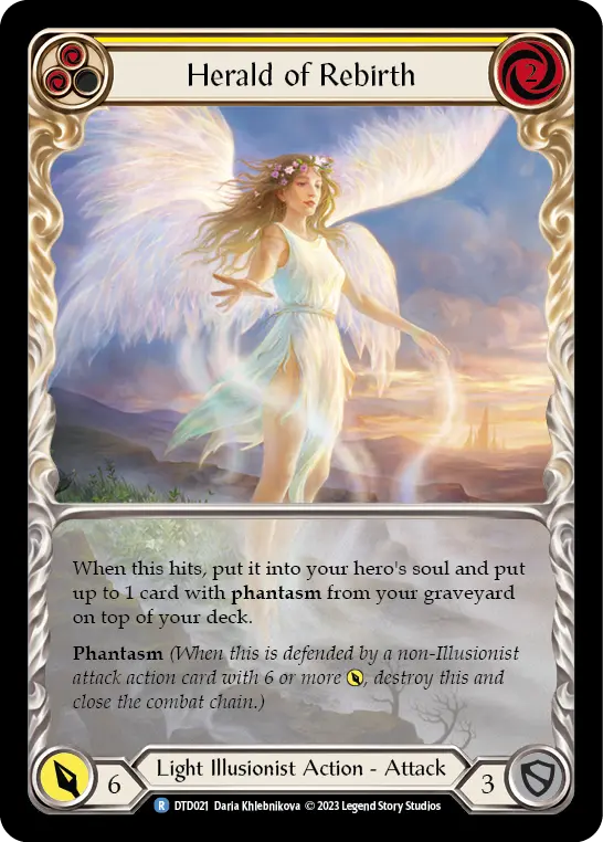 Herald of Rebirth (Yellow) — Dusk till Dawn Flesh and Blood card by Daria Khlebnikova
