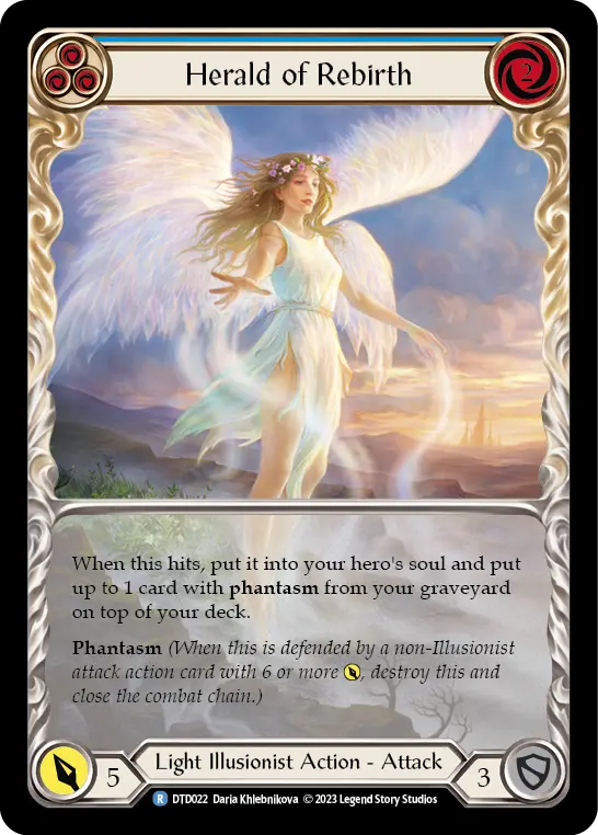 Herald of Rebirth (Blue) — Dusk till Dawn Flesh and Blood card by Daria Khlebnikova