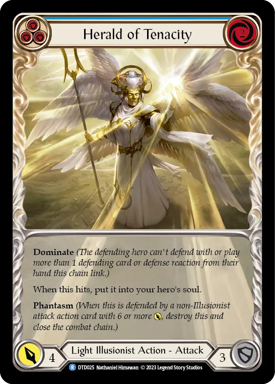 Herald of Tenacity (Blue) — Dusk till Dawn Flesh and Blood card by Nathaniel Himawan