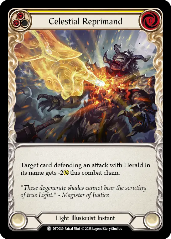 Celestial Reprimand (Yellow) — Dusk till Dawn Flesh and Blood card by Faizal Fikri