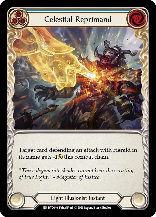Celestial Reprimand (Blue) — Dusk till Dawn Flesh and Blood card by Faizal Fikri