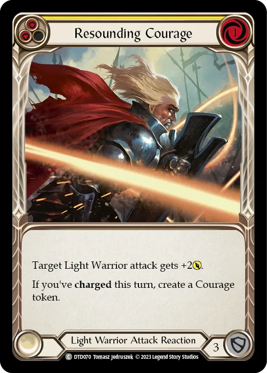 Resounding Courage (Yellow) — Dusk till Dawn Flesh and Blood card by Tomasz Jedruszek